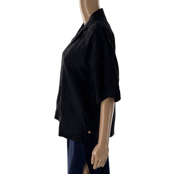 Scotch & Soda Black Linen Short Sleeve Camp Shirt - Picture 8 of 12